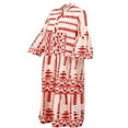 thumbnail image 3 of Women Long Dress  Long Sleeve Button-down Geometric Print Bohe Dress, 3 of 8