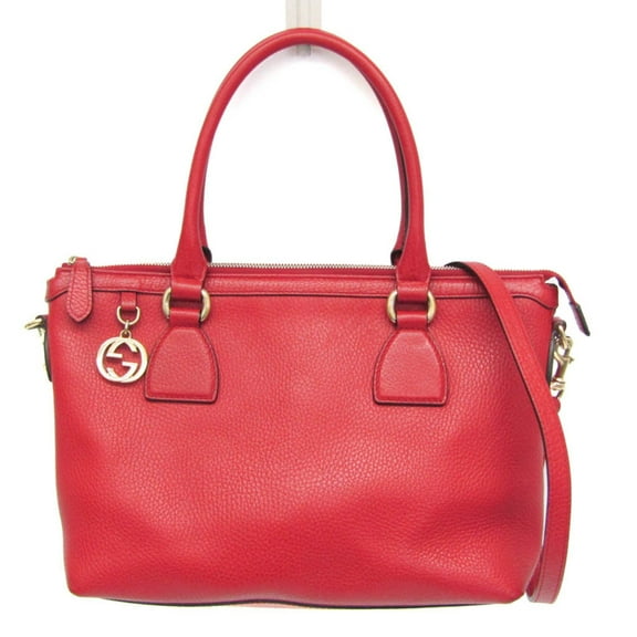 Pre-Owned Gucci Interlocking G 449659 Women's Leather Handbag,Shoulder Bag Red Color