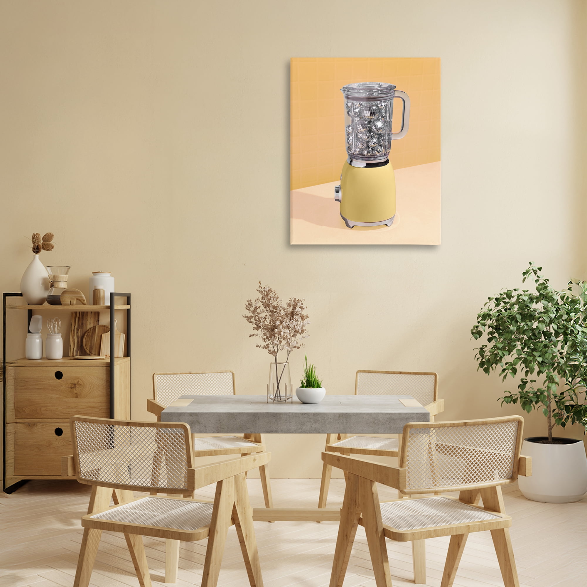 Stupell Industries Disco Drink Blender over Yellow Canvas Wall Art, design by LISH Creative