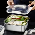 thumbnail image 1 of ¡Oferta Exclusiva!, Fiambrera sellada de acero inoxidable 304 con desbordamiento, caja de almacenamiento para refrigerador, lonchera portátil, caja de acero inoxidable 304 Akmoler, 1 of 8