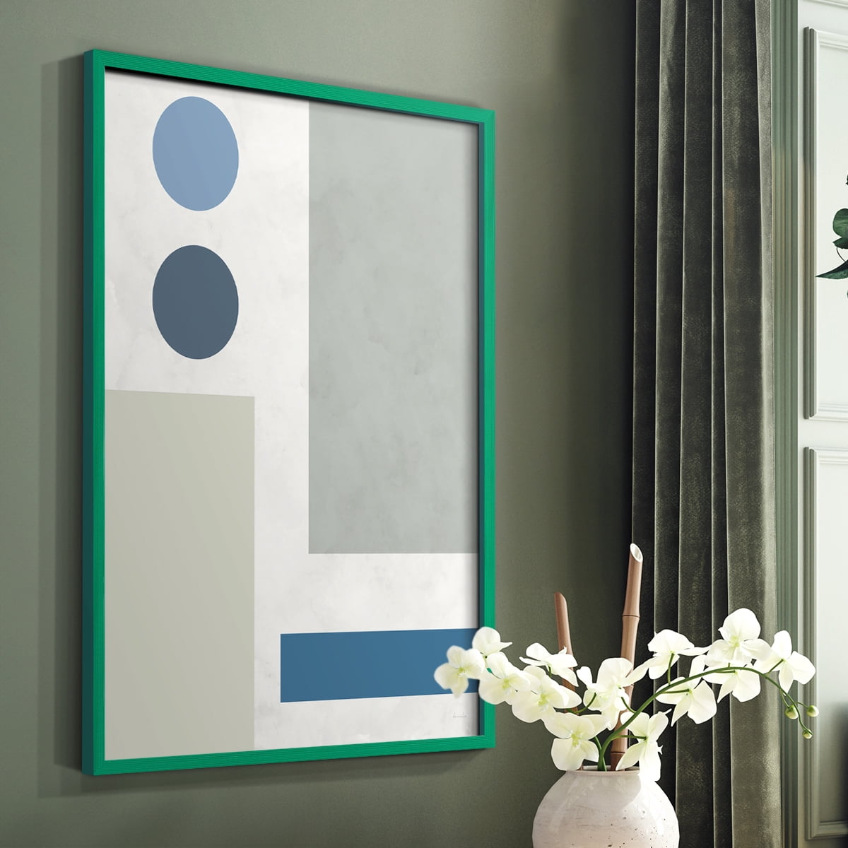 Stars Align I in Green Solid Wood 8 x 10 Framed Print