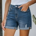thumbnail image 4 of Women's Denim Shorts Solid Color Comfortable Pocket Elastic Jeans, 4 of 8