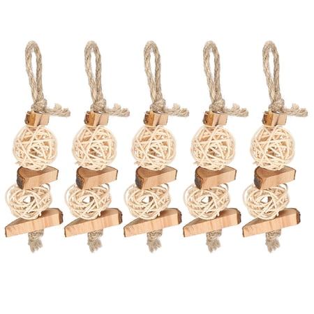 Small Animal Chew Toys, 5Pcs Hanging Rattan Ball Molar Teething Toys for Rabbits Guinea Pigs Chinchillas Hamsters Squirrels