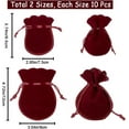 thumbnail image 2 of 20Pcs Velvet Drawstring Bags Dark Red Burgundy Red Soft Velvet Cloth Jewelry Gift Calabash Pouches for Storage Necklace Bracelet Earrings and Other Small Items, 2 of 9