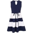 thumbnail image 2 of Little Girls Sleeveless Dress Color Block Striped Summer Special Flower Girl Dress Navy 4 (J20KS77), 2 of 3