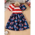 thumbnail image 4 of Hirigin Little Girls 4th of July Dress American Flag Star Print Puff Sleeve A-Line Shirred Pincess Dress 4T 5T 6T 7T Independence Day Outfits, 4 of 8