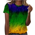 thumbnail image 2 of Outfmvch T-Shirts Mardi Gras pour Femmes, T-Shirts Graphiques, T-Shirts de Carnaval, Vêtements Mardi Gras, T-Shirt Imprimé à Manches Courtes Col Rond Mode Décontractée Vert 2 2TG, 2 of 4
