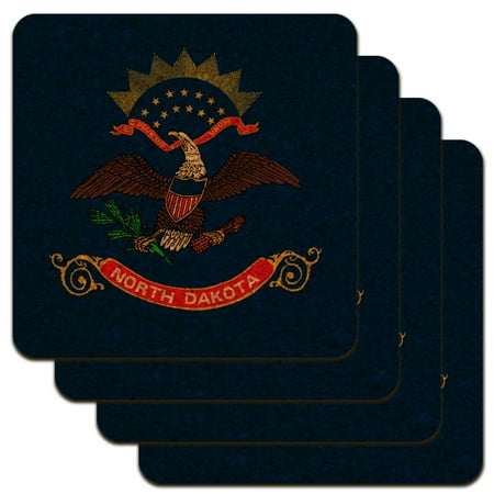 

North Dakota State Flag Low Profile Novelty Cork Coaster Set
