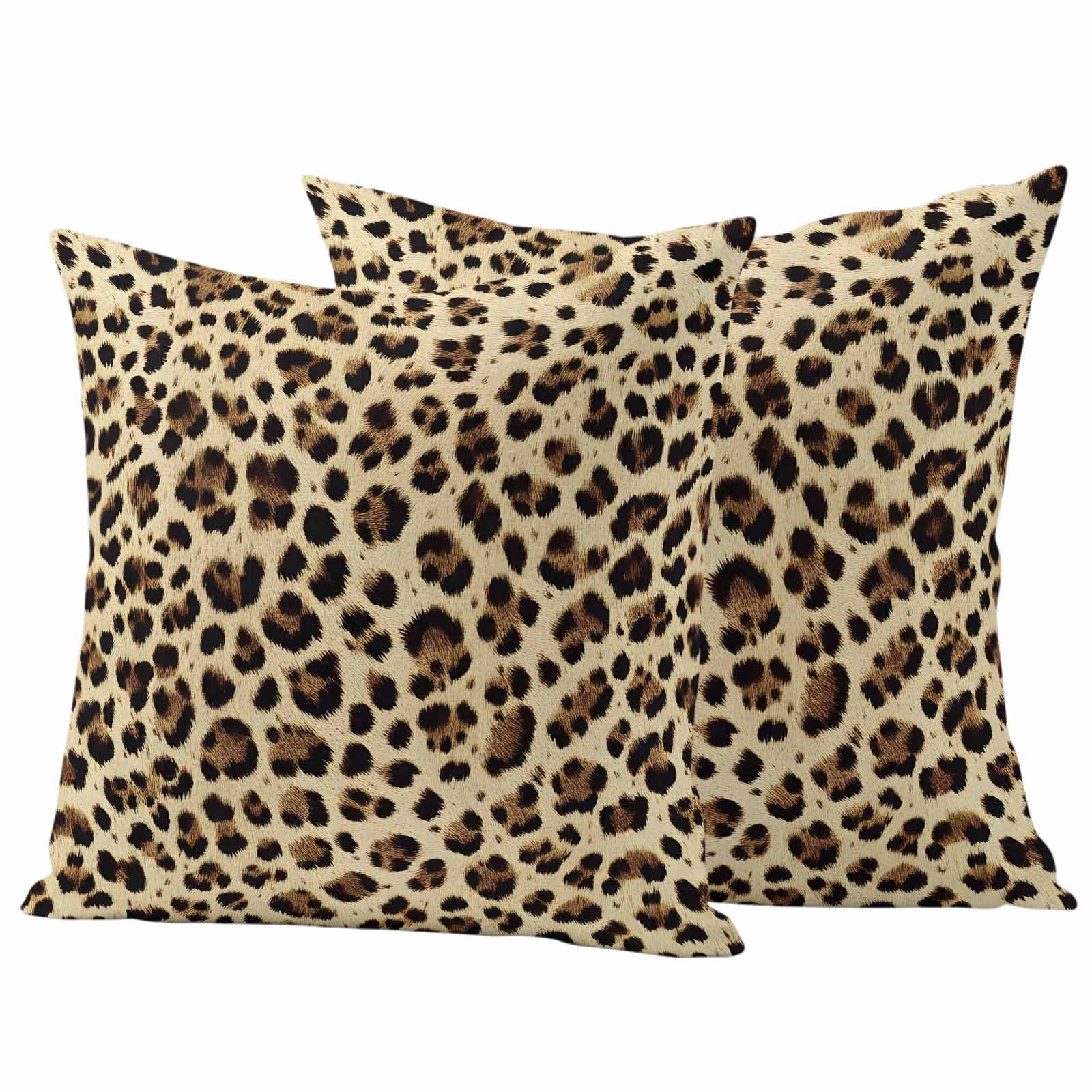 Leopard Printed Waterproof Outdoor Pillow Covers 16''x16'' Set of 2, Patio Furniture Cushion Covers for Chairs, Modern Animal Fur Patterns Decorative Pillow Cases for Garden/Pool/Beach
