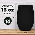 thumbnail image 5 of Tumbler Stemless Wine Glasses 16 oz. Set of 10, Bulk Pack - Perfect for Wine, Cocktails, Other Hot & Cold Beverages - Black, 5 of 5