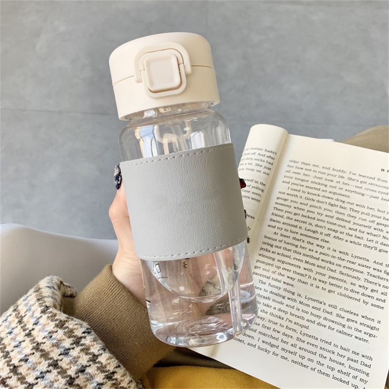 XKHZJL Spring Sippy Cup With Leather Cover Ironing Plastic Cup Male And Female Students Couples Gift Water Cup