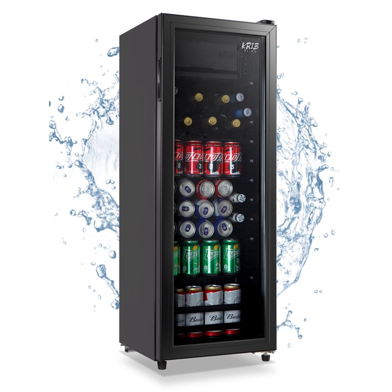 Krib Bling Beverage Refrigerator and Cooler, 120 Cans Mini Fridge for Soda,  Beer, Wine, Small Drink Dispenser Machine for Home, Dorm, Office with  Adjustable Wire Shelving 