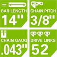 thumbnail image 3 of Greenworks 14-Inch Chainsaw Bar and Chain Combo 2904702, 3 of 6