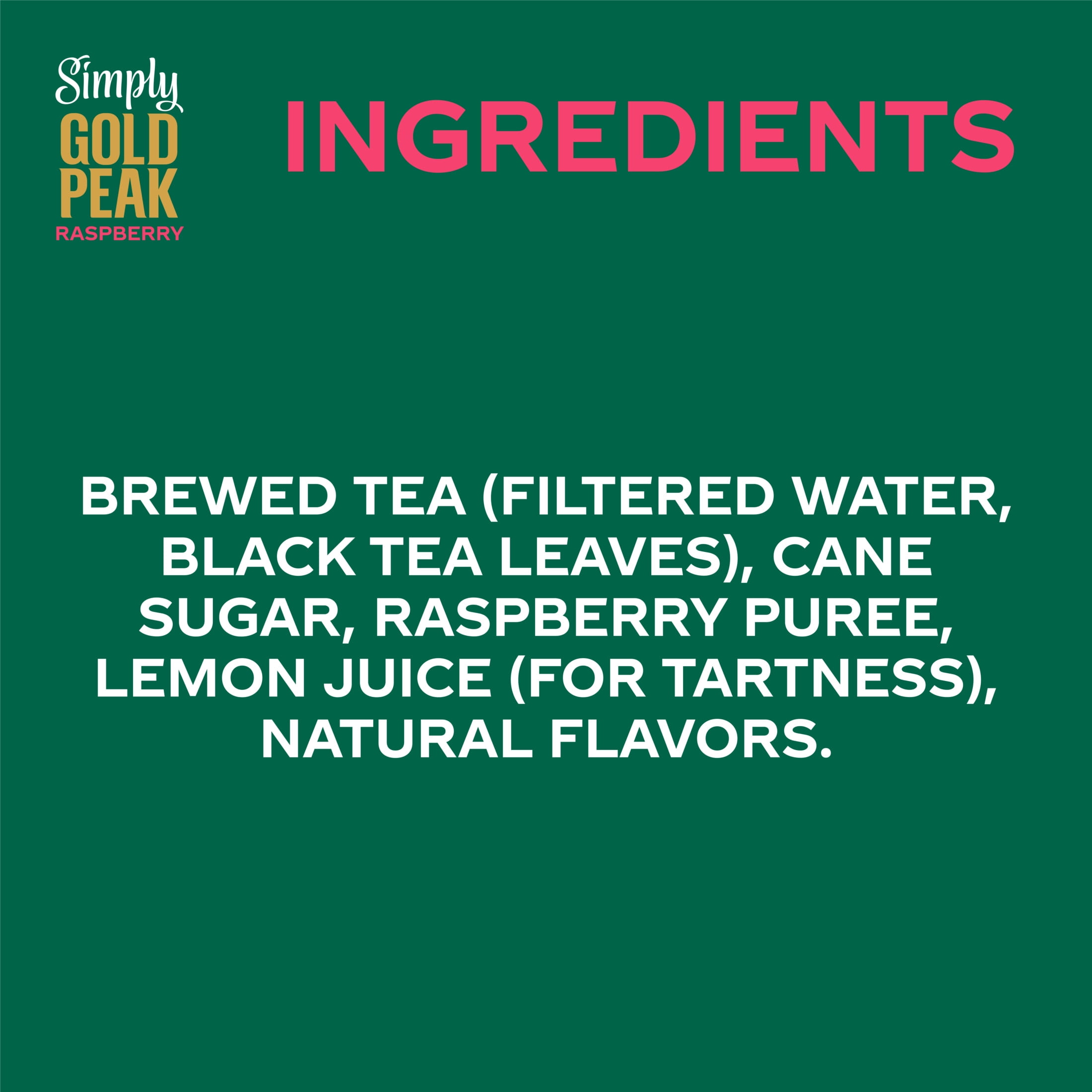 Simply Gold Peak Raspberry Iced Tea, Flavored Tea Bottle, 52 fl oz