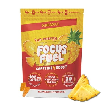 FocusFuel Energy Chews - Focus   Energy Gummies, 100mg Caffeine per 2 Gummies, Includes B12, Magnesium, Electrolytes, All-Natural Ingredients (Pineapple - 30 Chews, 3.17oz)