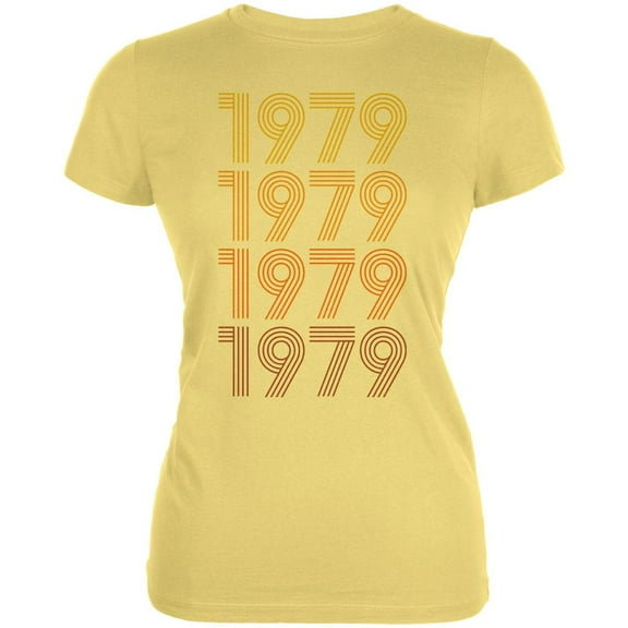 Retro Vintage Flashback Paralines Birthday 1979 Juniors Soft T Shirt Yellow MD