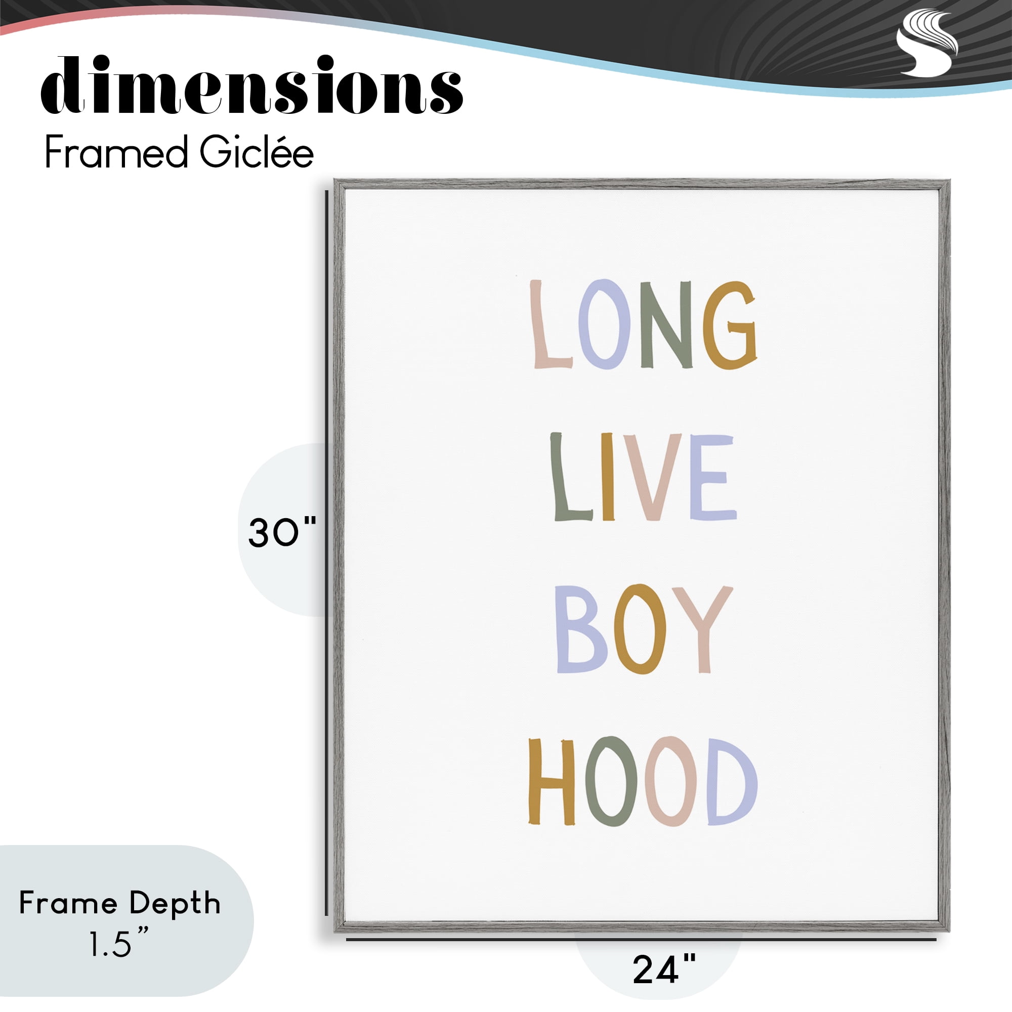 Stupell Industries Long Live Boy Hood Gray Framed Giclee Art, design by Katie Griggs