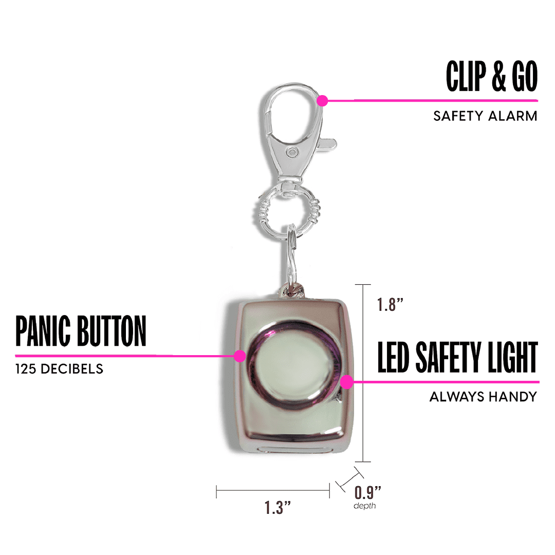BLINGSTING Essentials Safety Gift Set with Pepper Spray & Safety Alarm, 1 Count, Silver Holographic