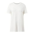 thumbnail image 3 of DuoJiaJ Women's Basic Round Neck T Shirt Casual Side Slit Tee Comfortable Everyday Top For Spring Summer Breathable Sport Tops White XL, 3 of 5