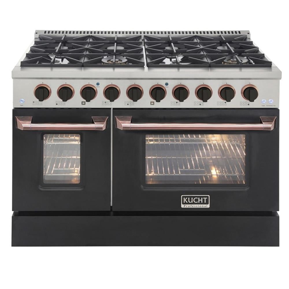 Pemberly Row 48" 6.7 cu. ft. Dual Fuel Range Natural Gas in Black & Rose Gold