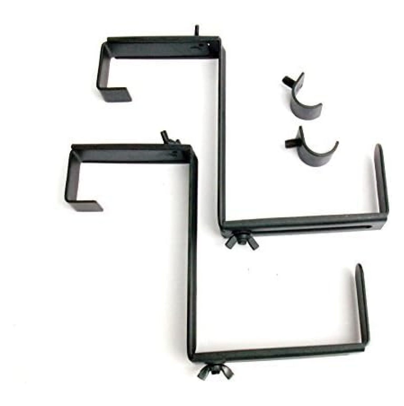 Window Box Brackets 2-Pack, 6.75-in Steel Planter Holders - Adjustable Rail & Trough Mounts for Patio, Deck, Garden - Universal Flower Box Bracket Kit