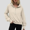 thumbnail image 2 of larppty Womens Sweatshirts Half Zip Cropped Pullover Fleece Quarter Zipper Hoodies 2032 Fall Fashion Outfits Clothes (Beige, XL), 2 of 6