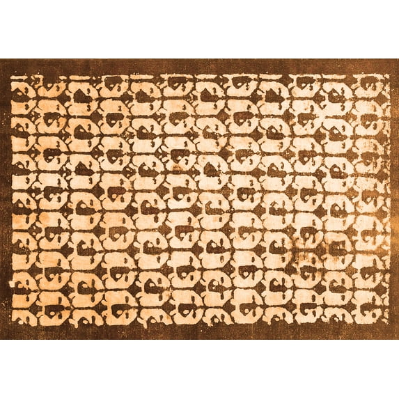 Ahgly Company Indoor Rectangle Abstract Orange Contemporary Area Rugs, 4' x 6'