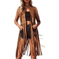 thumbnail image 2 of Fringe Vest for Women 60s 70s Hippie Vest Sleeveless Western Cowgirl Suede Tassel Leather Jacket Outerwear, 2 of 8