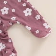 thumbnail image 6 of Emy Dola Newborn Baby Girl Floral Ruffle Romper One Piece Infant Baby Long Sleeve Knit Jumpsuit+ Headband 2Pcs Fall Winter Outfits, 6 of 8