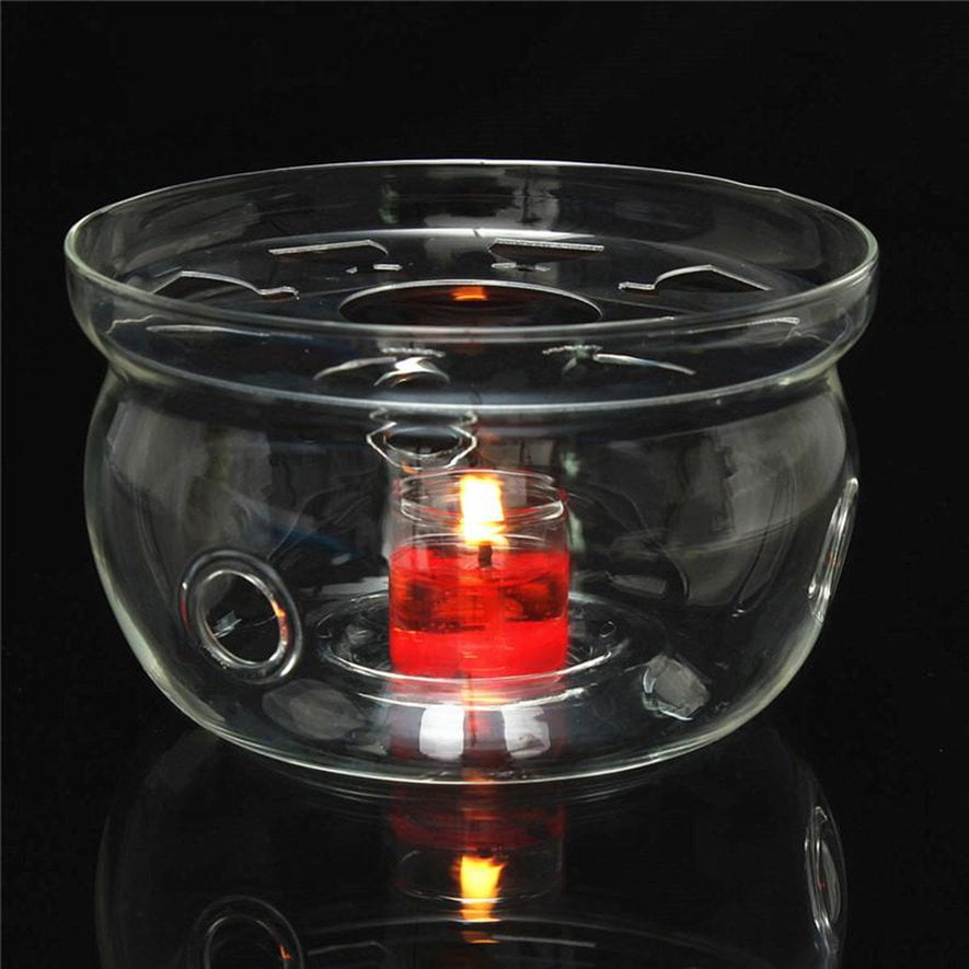 Heat-Resisting Teapot Warmer Base Clear Glass Round Shape Insulation Tealight~A1 