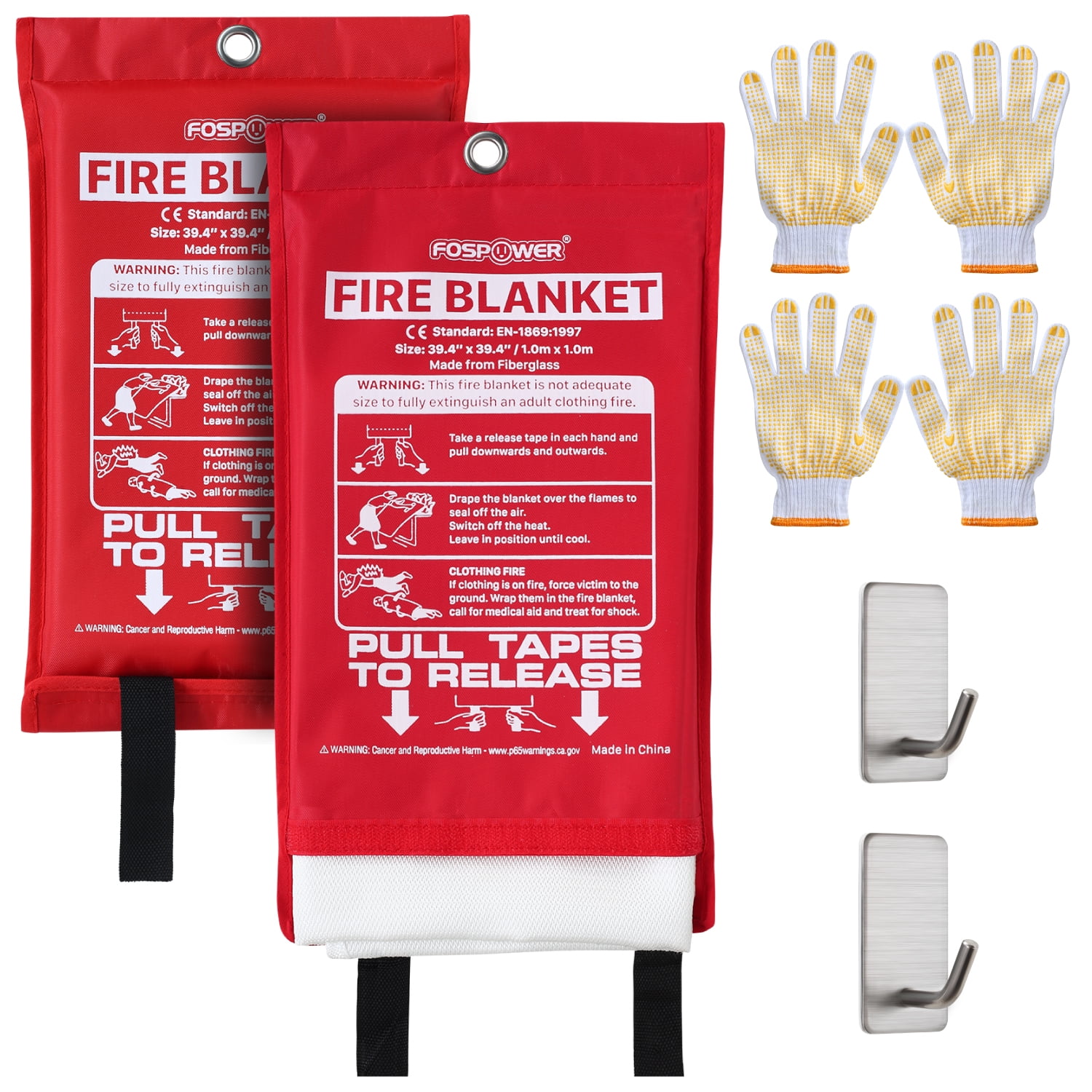 FosPower Emergency Fire Extinguisher Blanket (39"x39") Fiberglass Fire