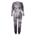 thumbnail image 3 of 2 Piece Plus Size Outfits for Women Trendy Tie-Dying Casual Cotton Loungewear Set Long Sleeve Crew Neck Top Jogging Pants Sweatsuit, Gray, L, 3 of 5