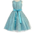 thumbnail image 3 of Little Girls Lace Floral Pattern Satin Sash Flowers Girls Dresses Off White 4, 3 of 4