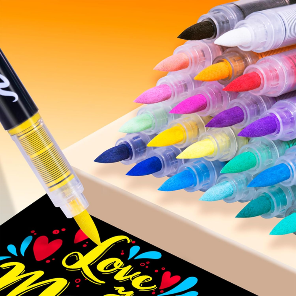 Direct Liquid Soft Head Acrylic Marker Pens, Tooli Art Acrylic Paint Markers, Brush Tip Acrylic Paint Pens, Ideal for Canvas, Wood, Stone, and DIY Crafts