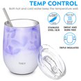 thumbnail image 2 of Stainless Steel Insulated Wine Tumbler - THILY Stemless Wine Glass with Lid and Straw, Splash-proof, Cute Travel Cup for Coffee, Cocktails, for Women, Mother, Wife, Girls, Violet Leaves, 2 of 4
