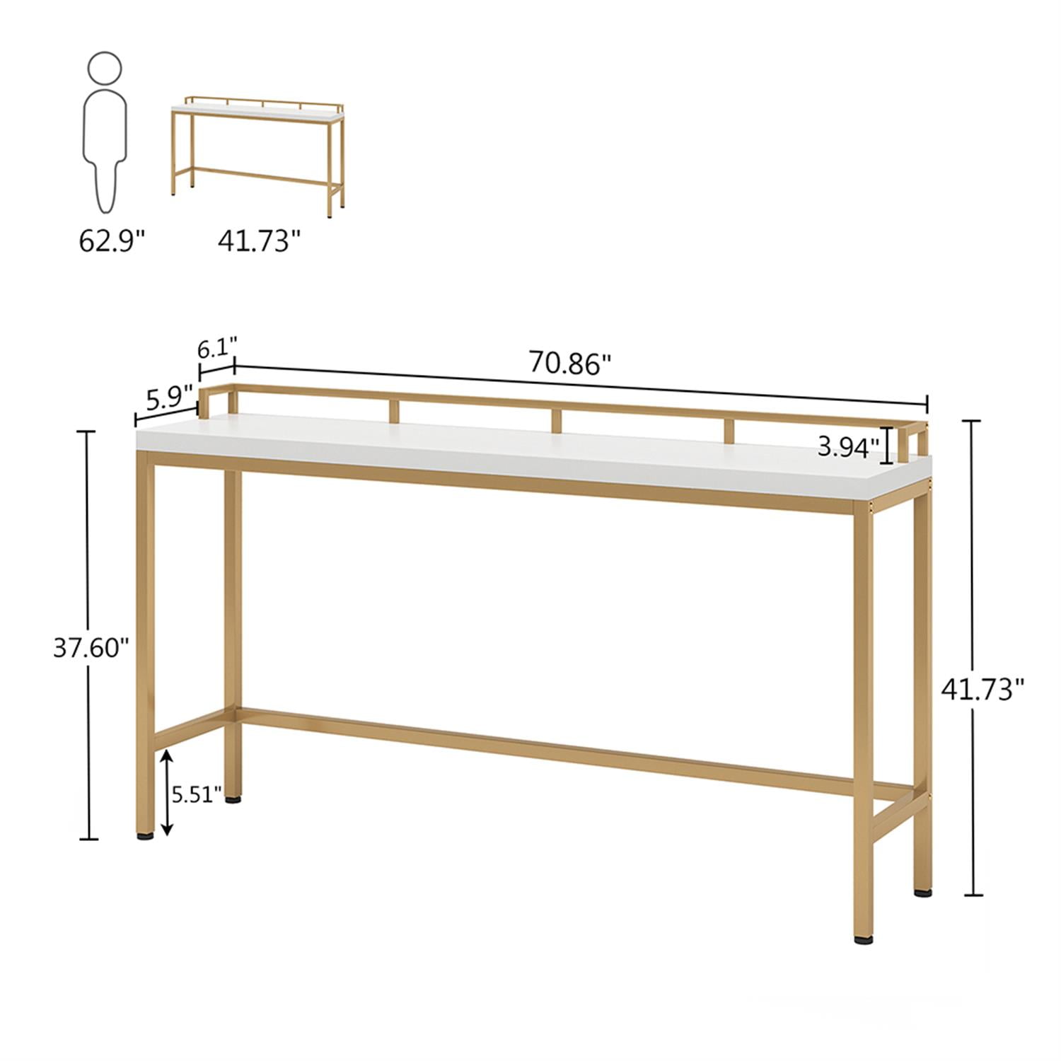 Demi Bonn 70.8" Console Table, Faux Marble Entryway Table with Storage Shelf for Hallway, Bedroom, Living Room, White