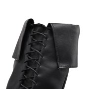 Cos-Animefly Vintage Medieval Viking Black Leather Boots Men's Knight Long Boots Lace Shoes Gothic Carnival Party