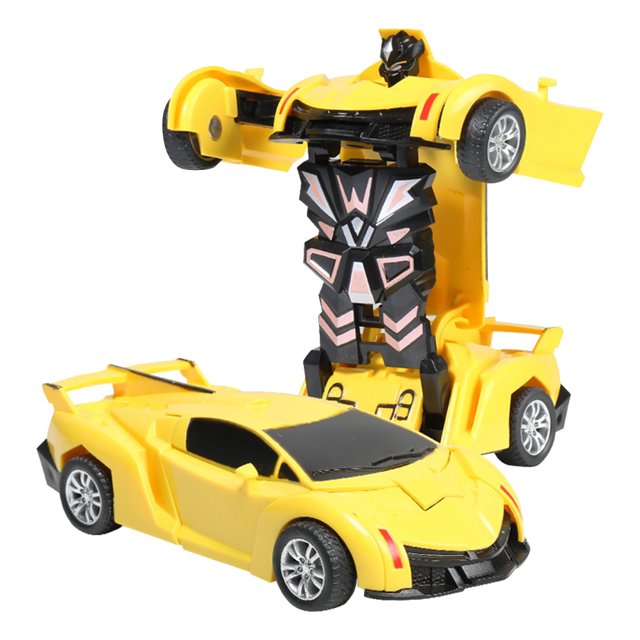 Coche 2 en 1, juguete fundido a presión, coche Robot de deformación de una tecla, juguete para niños, regalo para niños