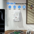 thumbnail image 2 of Multi Plug Outlet Surge Protector Wall Charger6 Outlet Extender with 4 USB Charging Ports (4.8A Total) 3-Sided 1050J Power Strip  Adapter Spaced Outlets  for Home Indoor, 2 of 9