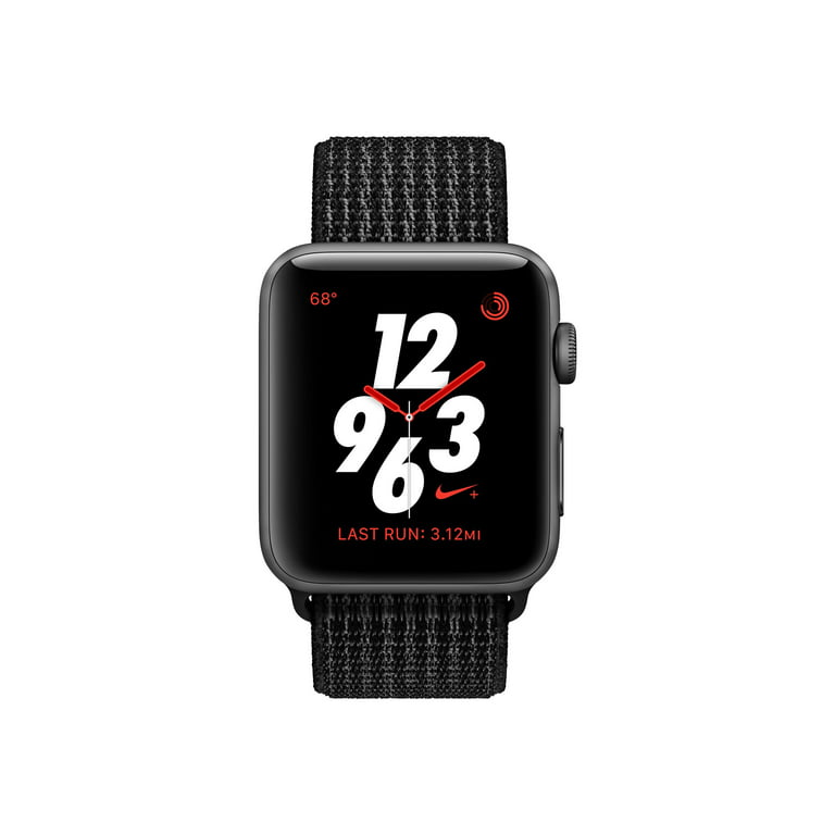 Apple Watch Nike+ Series 3 (GPS + Cellular) - 42 mm - space gray aluminum -  smart watch with Nike sport loop - woven nylon - black/pure platinum - 