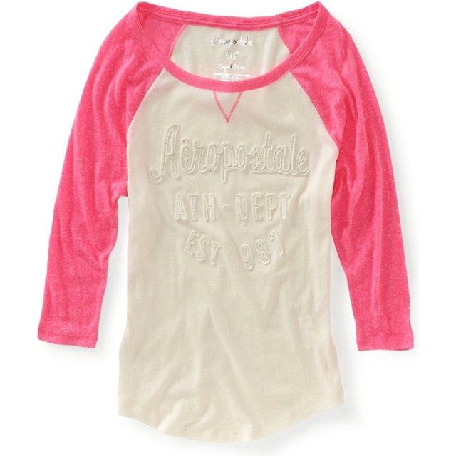 Aeropostale Womens Ath-dep3/4 Sleeve Baseball Graphic T-Shirt, Pink, Medium Aeropostale Camiseta gráfica