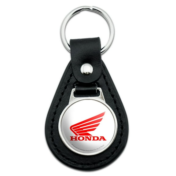 Black Leather Honda Powersports Logo Keychain