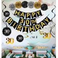 thumbnail image 3 of Famoby Black & Gold Glittery Happy 30Th Birthday Banner Poms Sparkling 30 Kit De Remolinos Colgantes Para Fiesta De 30 Cumpleaños Suministros De Decoración De 30 Aniversario, 3 of 5