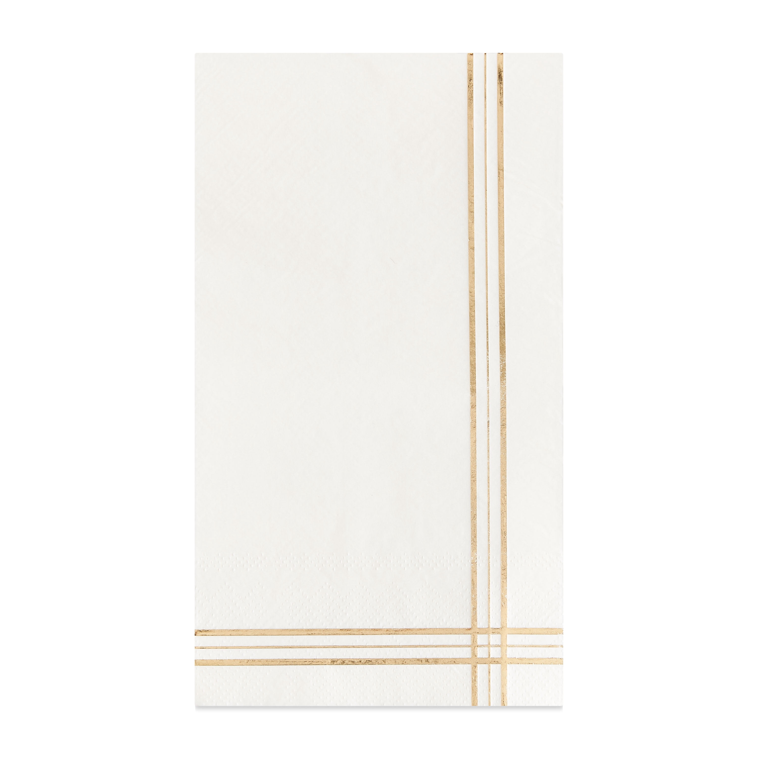 Way To Celebrate Disposable White and Gold Foil Paper Napkins, 4.25 in x 7.87 in, 40 Count