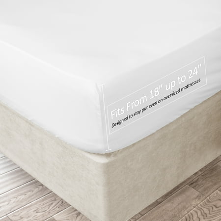 Clara Clark 18? ? 21? Inch Deep Pocket Fitted Sheet for High Mattress ? 100% Soft Double Brushed Microfiber ? Hypoallergenic, King - White