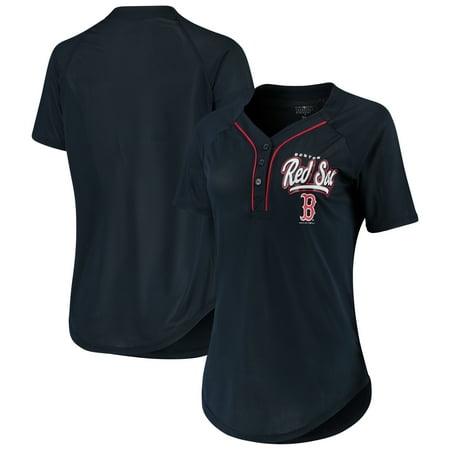 - Women's New Era Navy Boston Red Sox Henley Mesh Jersey T-Shirt