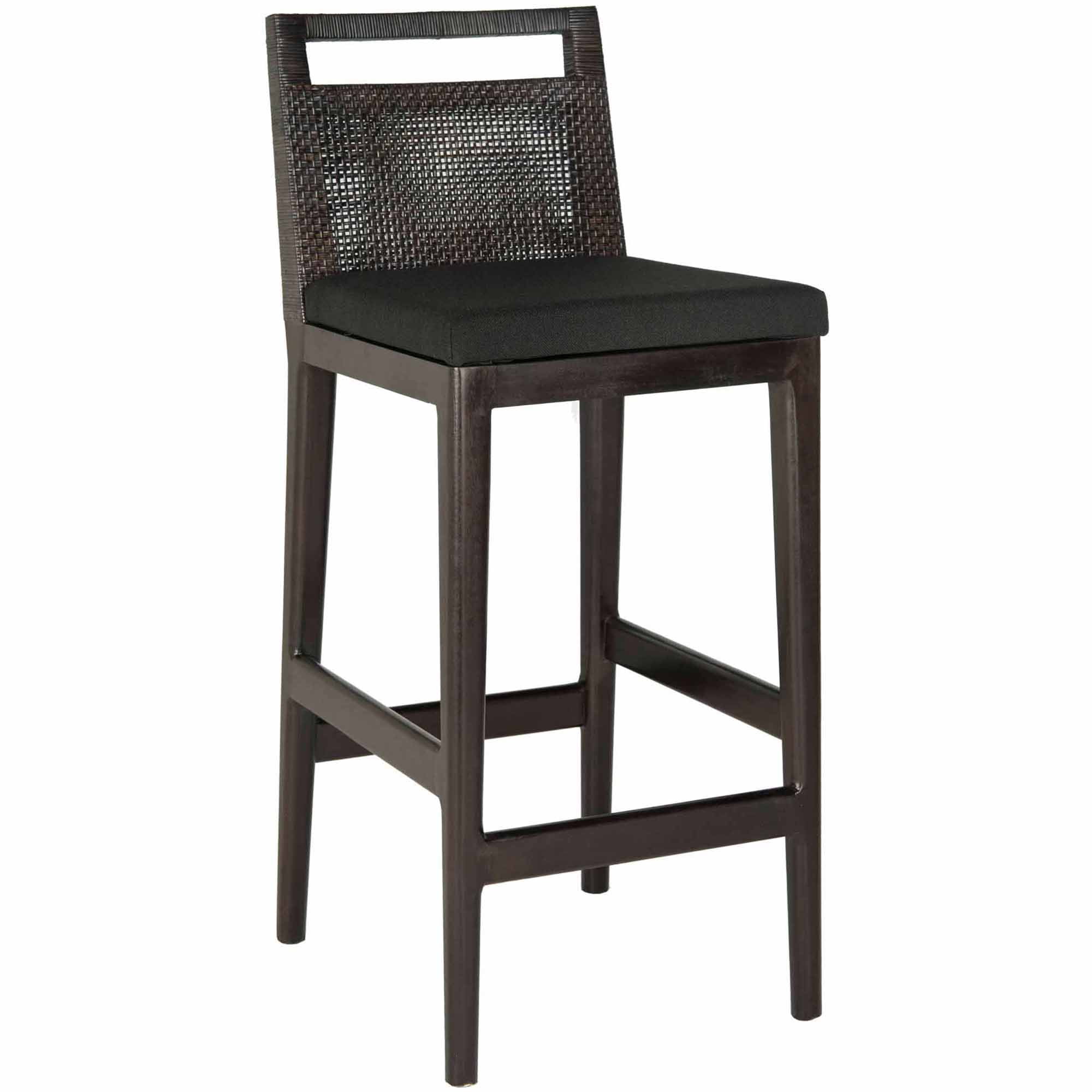 SAFAVIEH Darin Traditional 38" Barstool, Dark Brown/Black