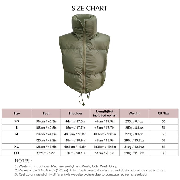 Chaleco Acolchado NikouMX de Invierno con Cuello Levantado Sin Mangas Talla XS S M L XL XXL