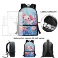 thumbnail image 4 of Jeiento Axolotl Backpack with Lunch Bag for Girls 8-12 Cute Book Bag for Kids 3 in 1 Elementary School Bag Set Lunch Box Pencil Bag Blue Ocean Children Bookbag for 4th 5th Grade, 4 of 7
