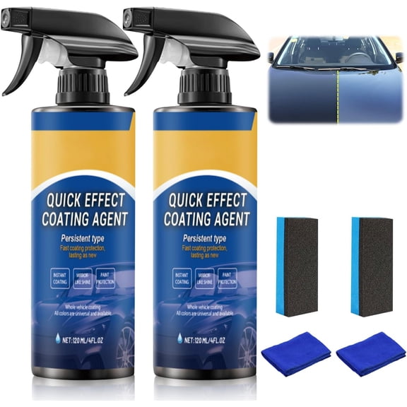 2Pcs Advanced Car Quick-Acting Coating Agent Spray, Car Coating Spray, 2026 New Quick Effective Coating Spray,Car Scratch Wax Polish Spray Waterless Wash, Oil Film Emulsion Glass Cleaner WWSOGQH